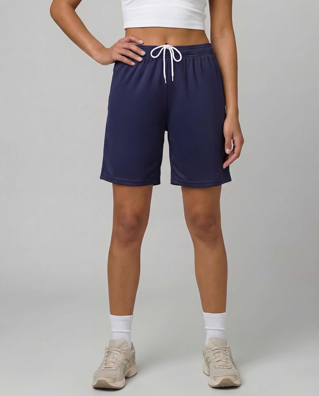 image:image4 Pack Womens Mesh Bermuda Shorts Athletic Running Gym Workout PocketsSet 3