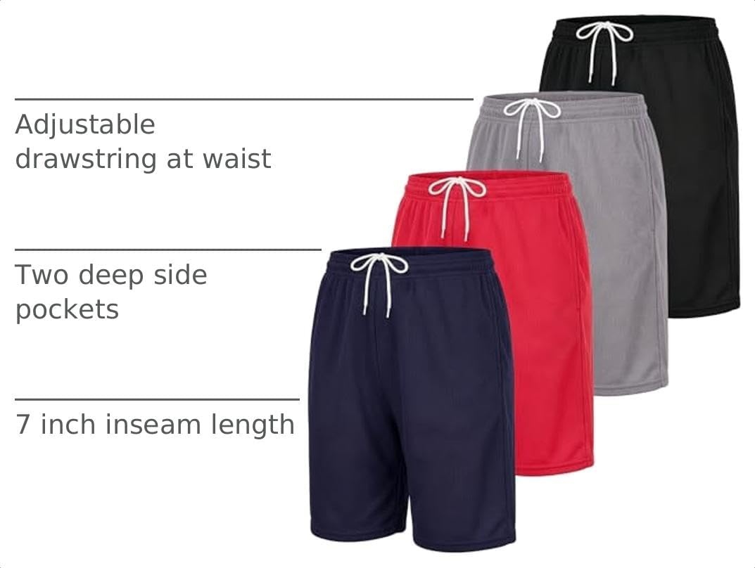 image:image4 Pack Womens Mesh Bermuda Shorts Athletic Running Gym Workout PocketsSet 3