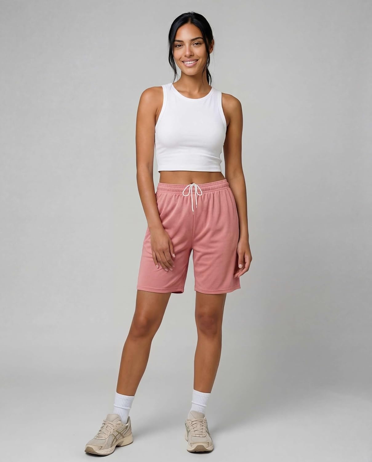 image:image4 Pack Womens Mesh Bermuda Shorts Athletic Running Gym Workout PocketsSet 5