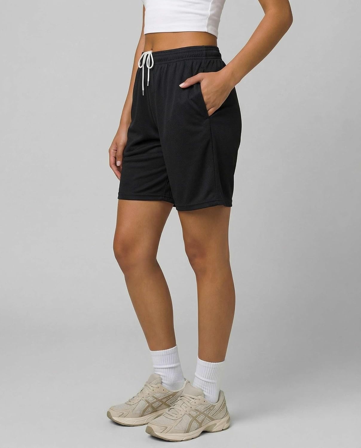 image:image4 Pack Womens Mesh Bermuda Shorts Athletic Running Gym Workout PocketsSet 5