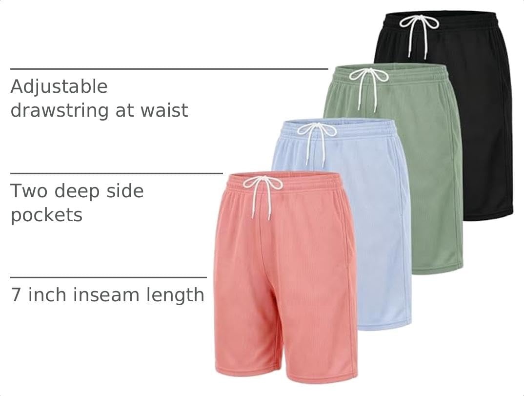 image:image4 Pack Womens Mesh Bermuda Shorts Athletic Running Gym Workout PocketsSet 5