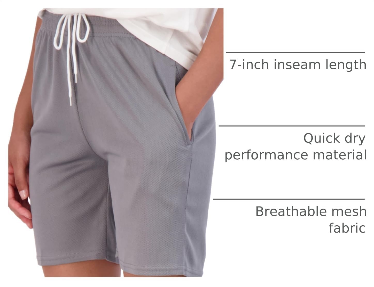 image:image4 Pack Womens Mesh Bermuda Shorts Athletic Running Gym Workout PocketsSet 6