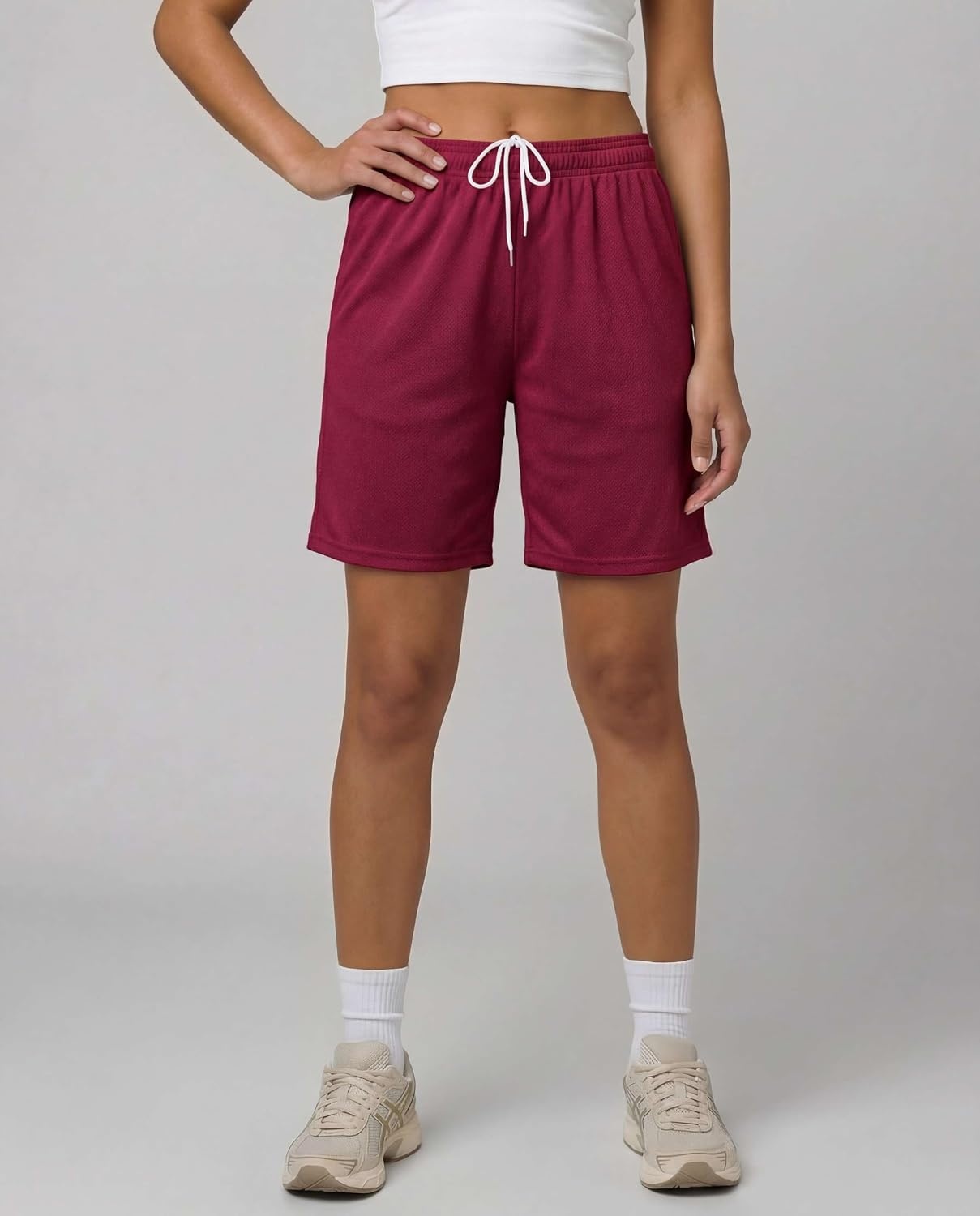 image:image4 Pack Womens Mesh Bermuda Shorts Athletic Running Gym Workout PocketsSet 6