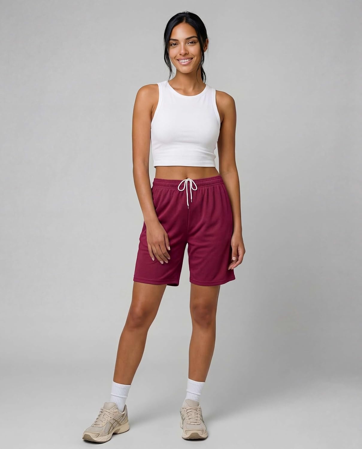 image:image4 Pack Womens Mesh Bermuda Shorts Athletic Running Gym Workout PocketsSet 6
