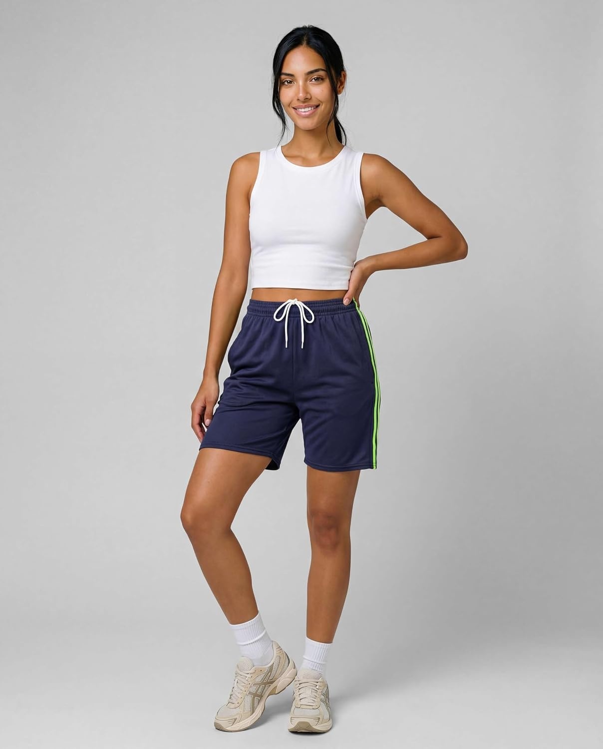 image:image4 Pack Womens Mesh Bermuda Shorts Athletic Running Gym Workout PocketsSet 8