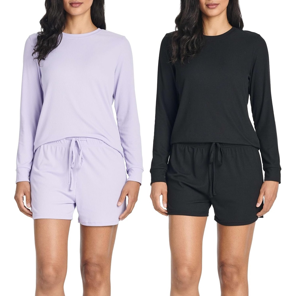image:image2 Pack Womens Ribbed Pajama Sets 2 Piece Lounge Matching Sleepwear CuteSet 6