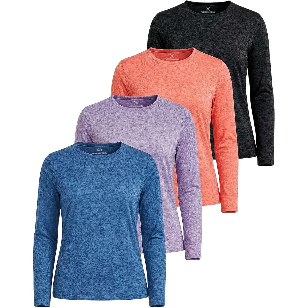 image:image4 Pack Womens Dry Fit Long Sleeve Sun Shirts UPF 50 Hiking Workout TopsSet 17