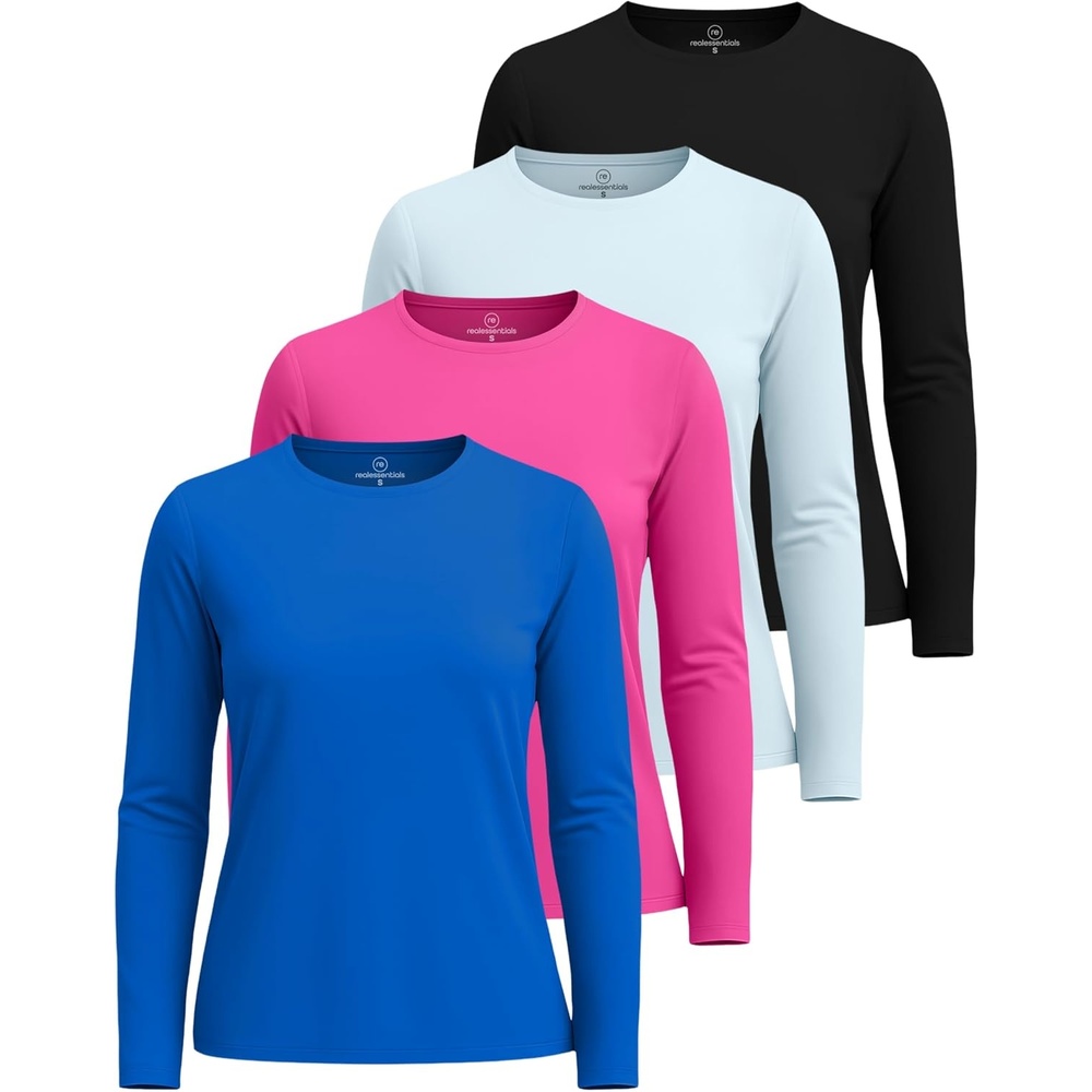 image:image4 Pack Womens Dry Fit Long Sleeve Sun Shirts UPF 50 Hiking Workout TopsSet 4