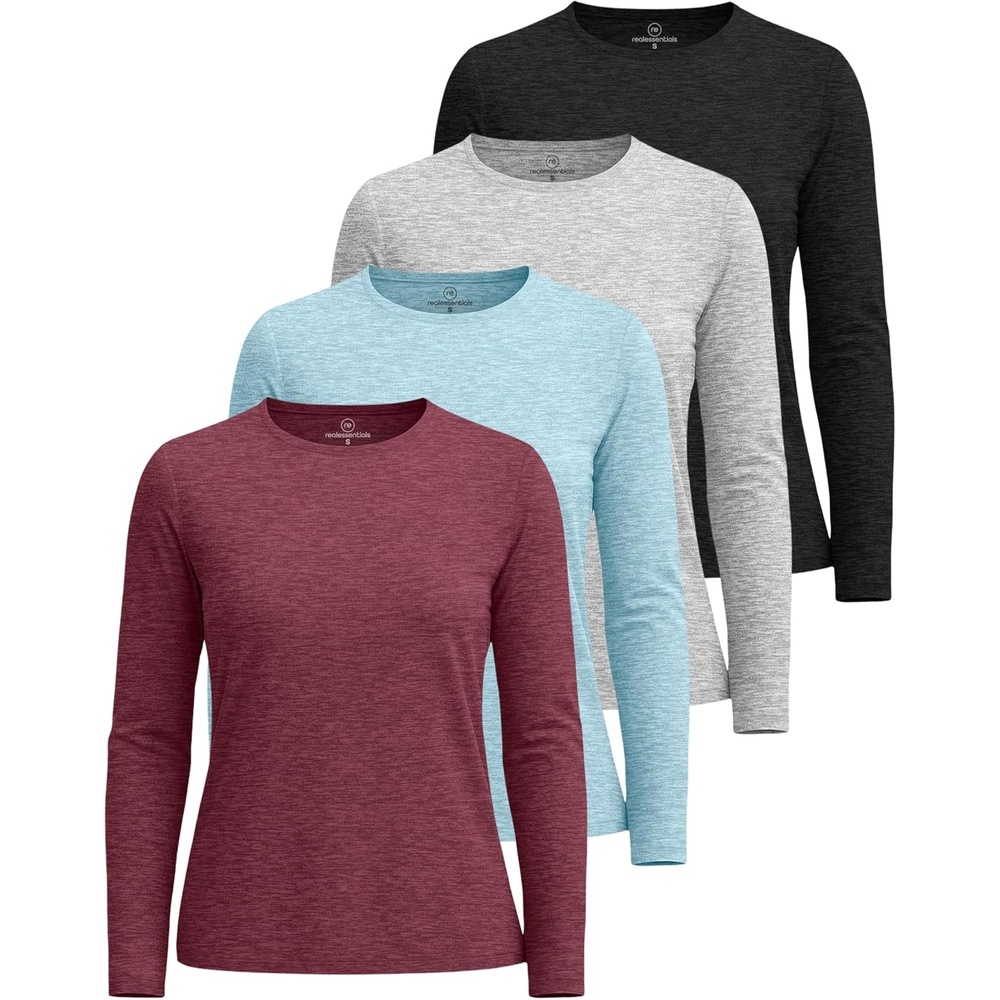 image:image4 Pack Womens Dry Fit Long Sleeve Sun Shirts UPF 50 Hiking Workout TopsSet 7