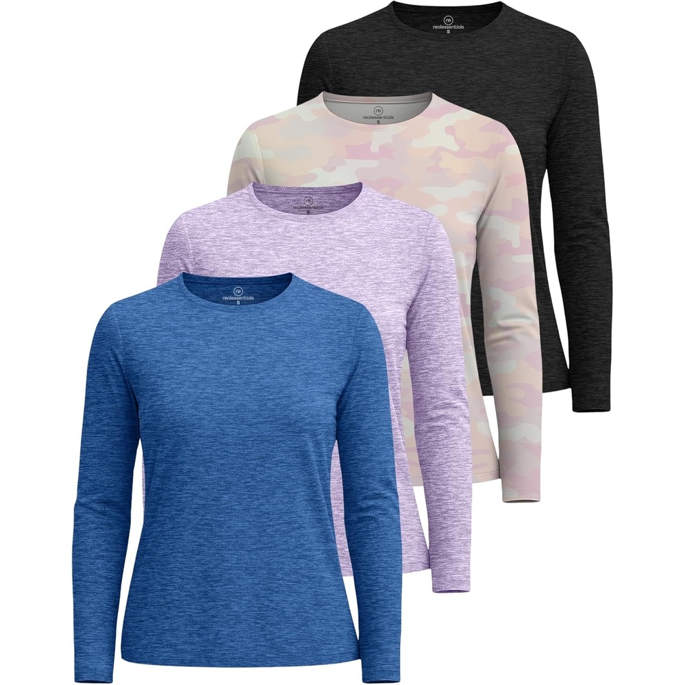 image:image4 Pack Womens Dry Fit Long Sleeve Sun Shirts UPF 50 Hiking Workout TopsSet 8