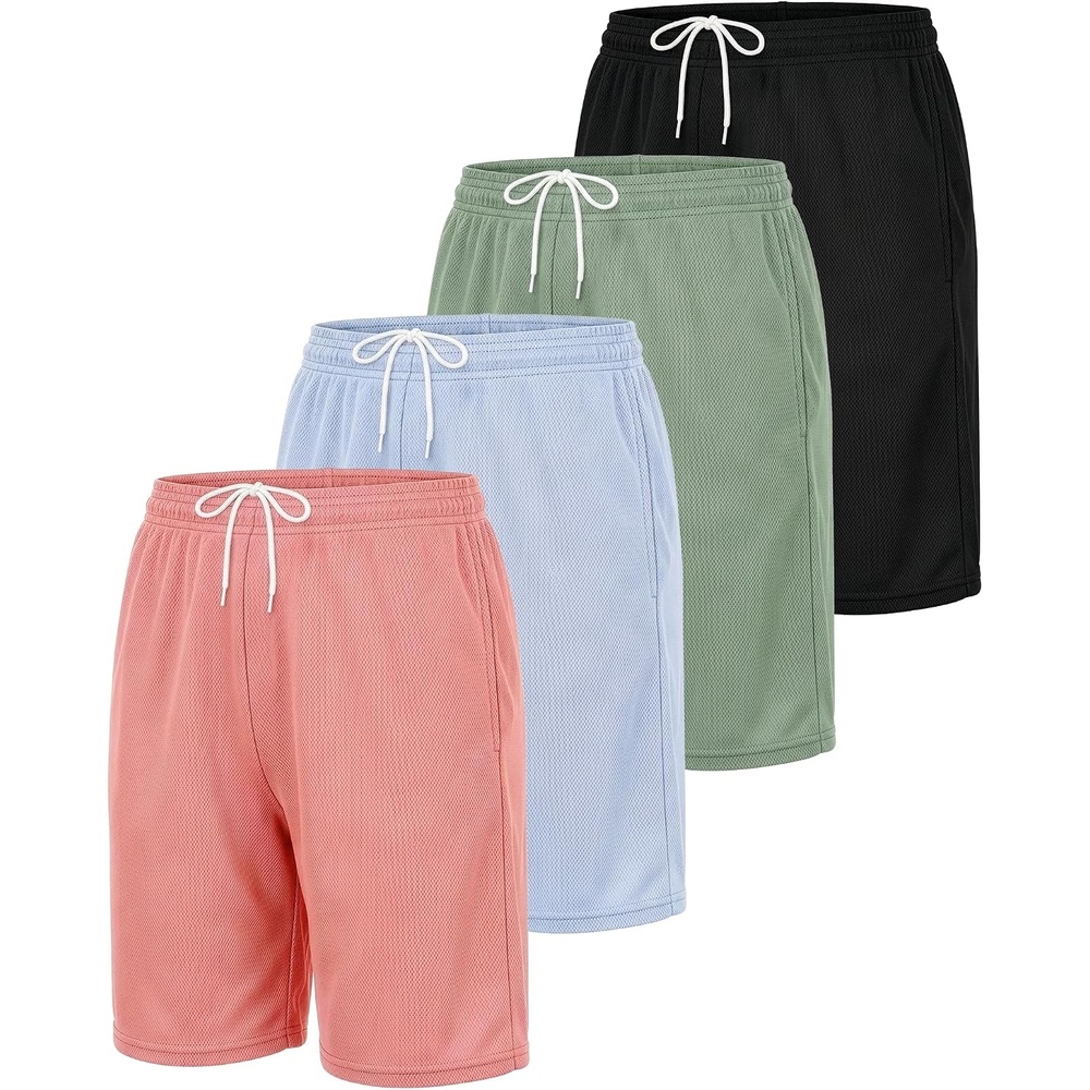 image:image4 Pack Womens Mesh Bermuda Shorts Athletic Running Gym Workout PocketsSet 5