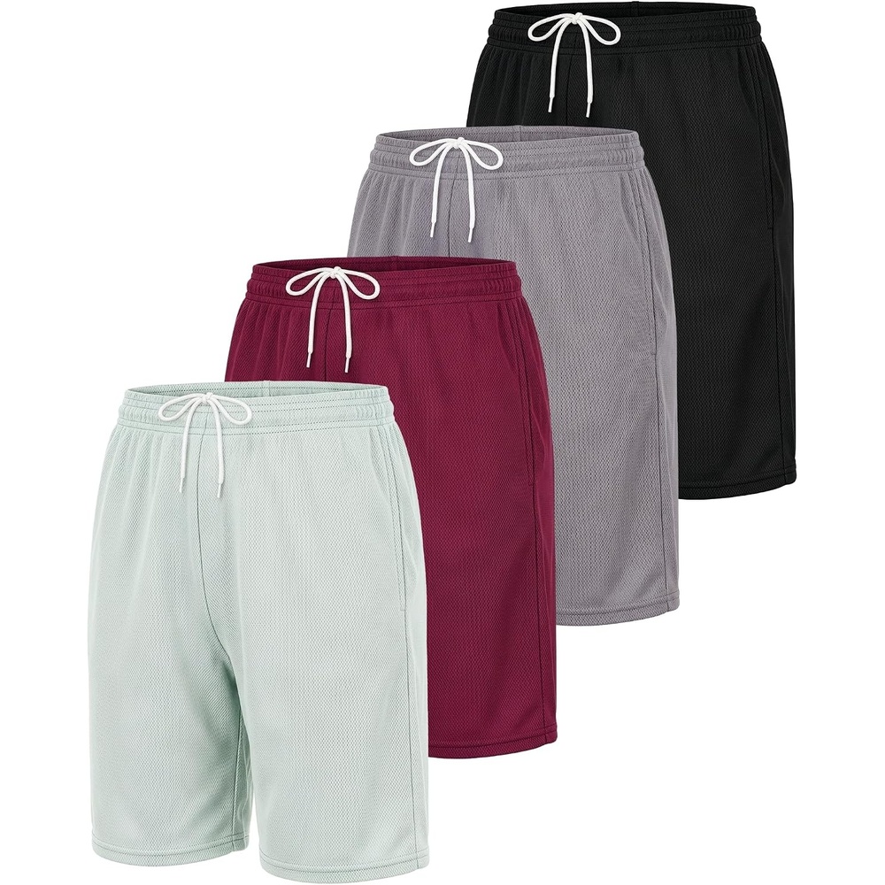 image:image4 Pack Womens Mesh Bermuda Shorts Athletic Running Gym Workout PocketsSet 6