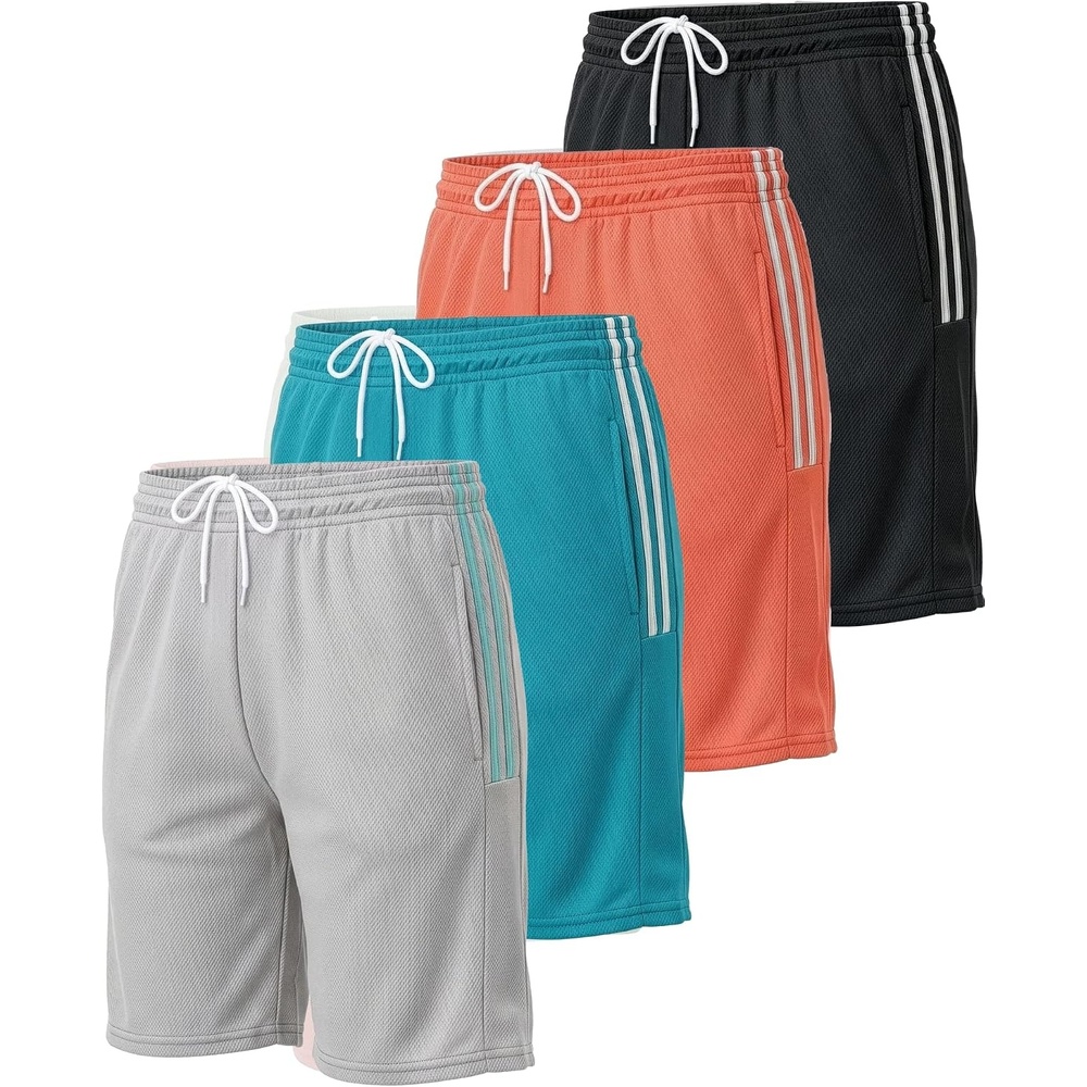 image:image4 Pack Womens Mesh Bermuda Shorts Athletic Running Gym Workout PocketsSet 7