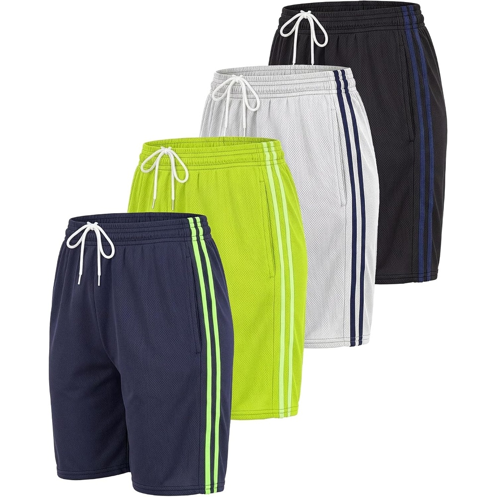 image:image4 Pack Womens Mesh Bermuda Shorts Athletic Running Gym Workout PocketsSet 8