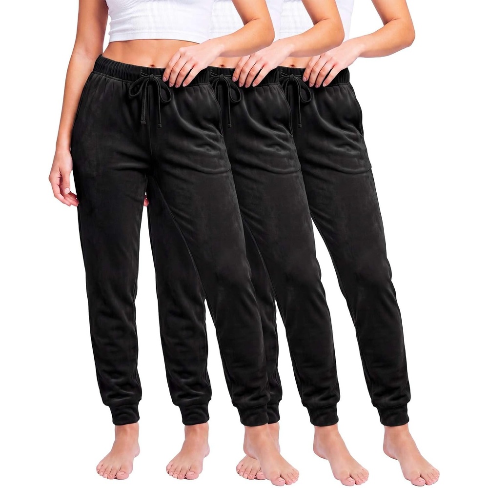 image:imageReal Essentials Ladies Velour JoggerSolid Black Solid Black Solid Black
