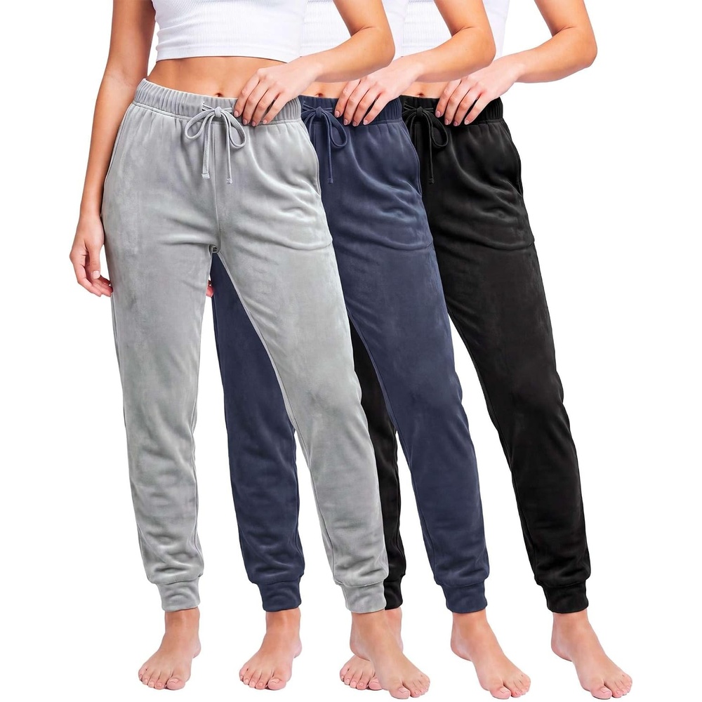 image:imageReal Essentials Ladies Velour JoggerSolid Black  Solid Navy Blazer  Solid Ultimate Grey