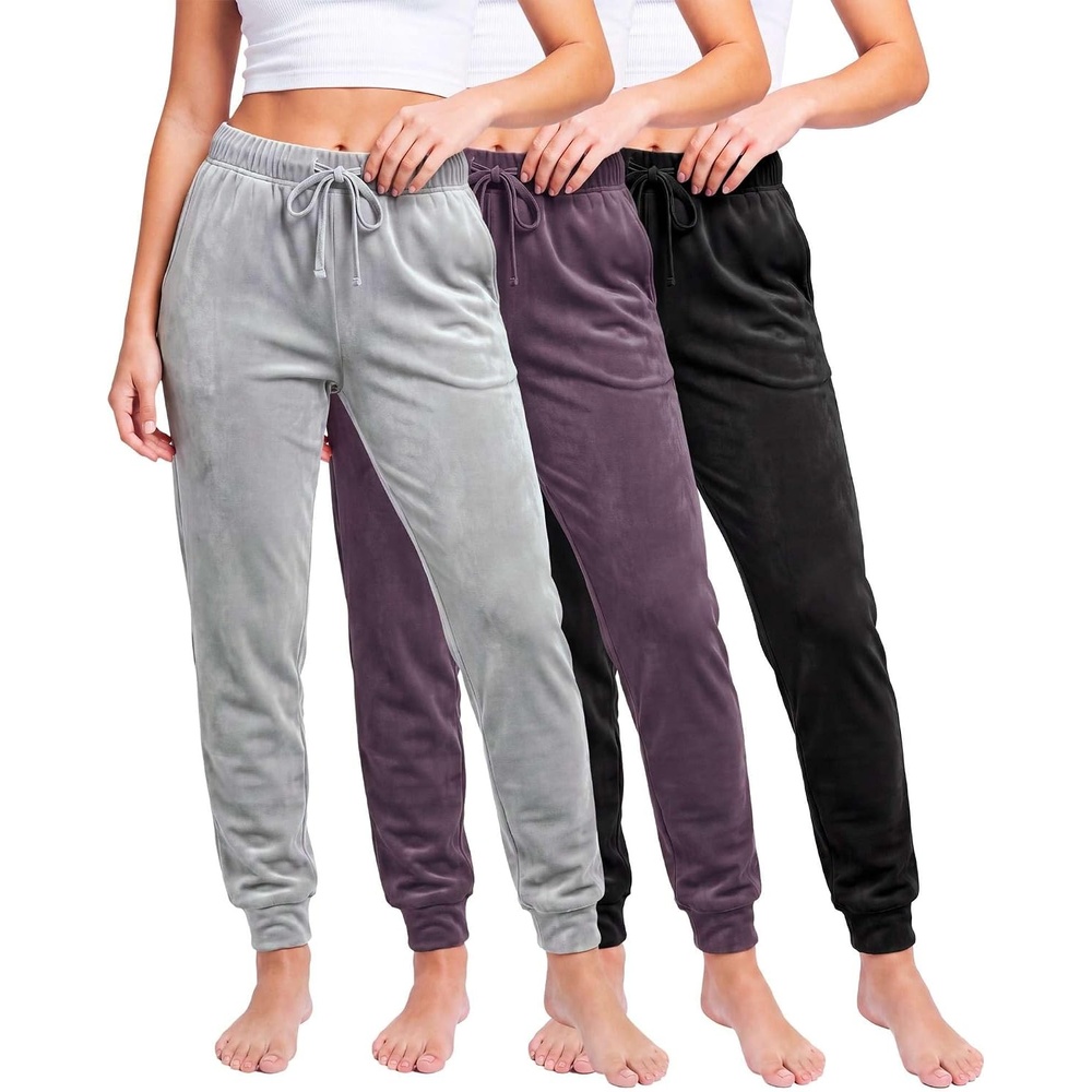 image:imageReal Essentials Ladies Velour JoggerSolid Black Solid Plum Perfect Solid Ultimate Grey