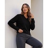 3 Pack Womens Fleece V Neck Sweatshirt Pullover Sweaters Long Sleeve Top(Solid Black  Solid Cashmere Rose  Grey Heather)