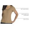 5 Pack Women’s Ribbed V Neck T Shirts Short Sleeve Basic Lounge Casual Tops(Set 4)