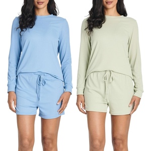 2 Pack Women’s Ribbed Pajama Sets 2 Piece Lounge Matching Sleepwear Cute(Set 3)