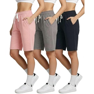 3 Pack Women’s 9″ French Terry Bermuda Shorts Athletic Lounge Yoga Pockets(Set 2)