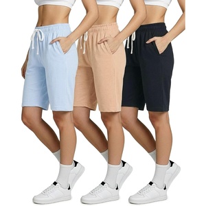 3 Pack Women’s 9″ French Terry Bermuda Shorts Athletic Lounge Yoga Pockets(Set 5)