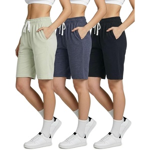 3 Pack Women’s 9″ French Terry Bermuda Shorts Athletic Lounge Yoga Pockets(Set 6)