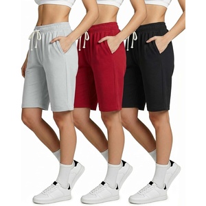 3 Pack Women’s 9″ French Terry Bermuda Shorts Athletic Lounge Yoga Pockets(Set 8)