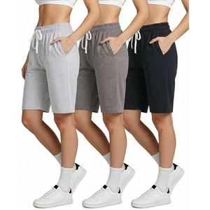 3 Pack Women’s 9″ French Terry Bermuda Shorts Athletic Lounge Yoga Pockets(Set 9)