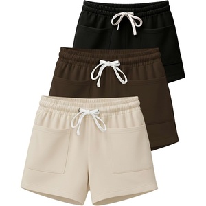 3 Pack Women’s French Terry Shorts Sweatshorts Lounge Gym Square Pockets(Set 1)
