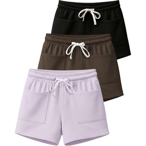 3 Pack Women’s French Terry Shorts Sweatshorts Lounge Gym Square Pockets(Set 2)