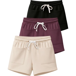 3 Pack Women’s French Terry Shorts Sweatshorts Lounge Gym Square Pockets(Set 3)