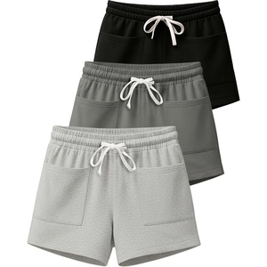 3 Pack Women’s French Terry Shorts Sweatshorts Lounge Gym Square Pockets(Set 6)