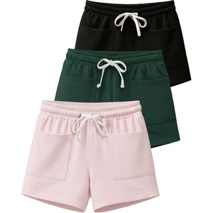 3 Pack Women’s French Terry Shorts Sweatshorts Lounge Gym Square Pockets(Set 7)