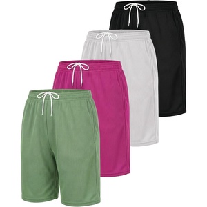 4 Pack Women’s Mesh Bermuda Shorts Athletic Running Gym Workout Pockets(Set 9)