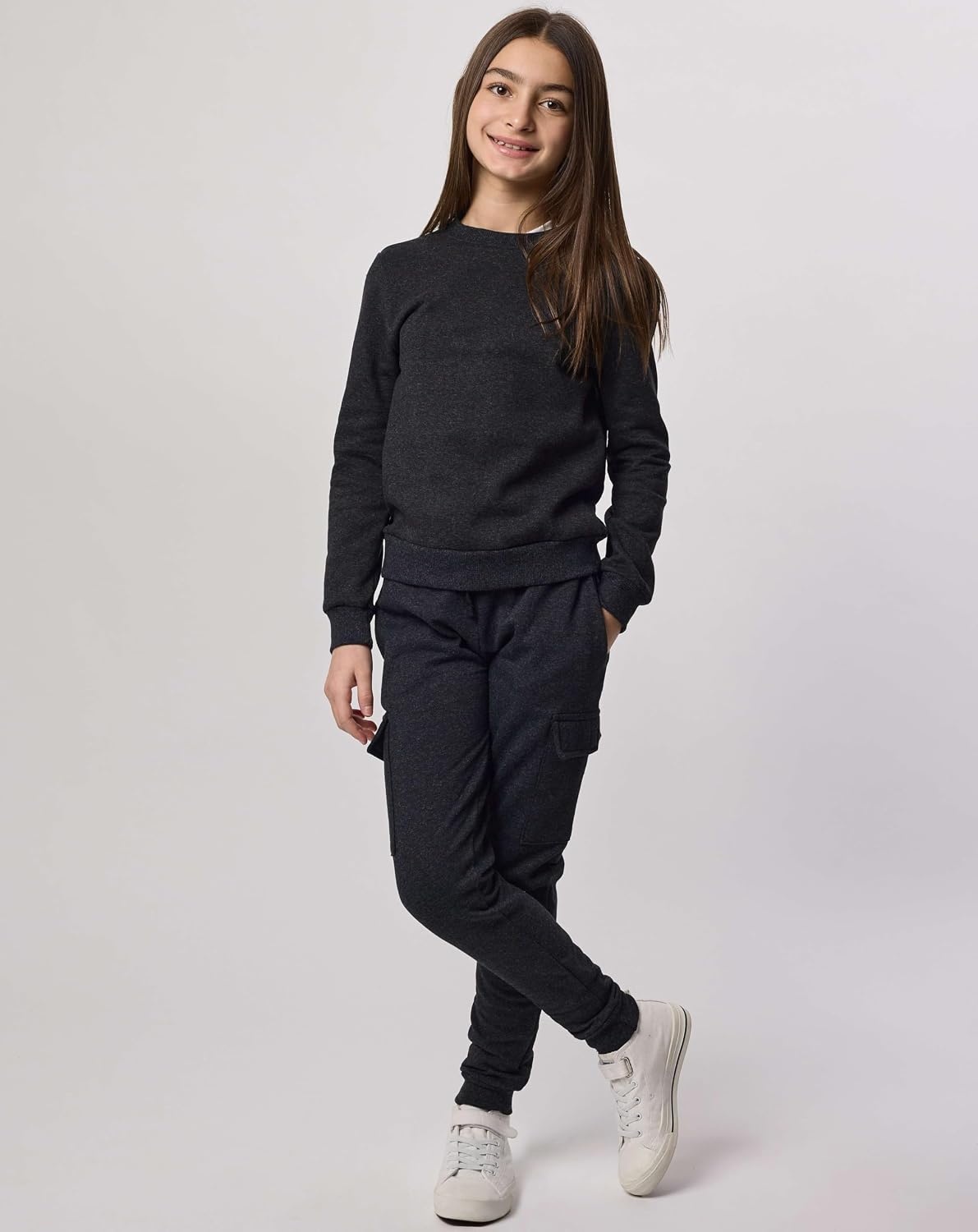 image:image3 Pack Girls Fleece Crewneck Sweatshirts Sweaters Kids Teens Pullover TopsSet 3