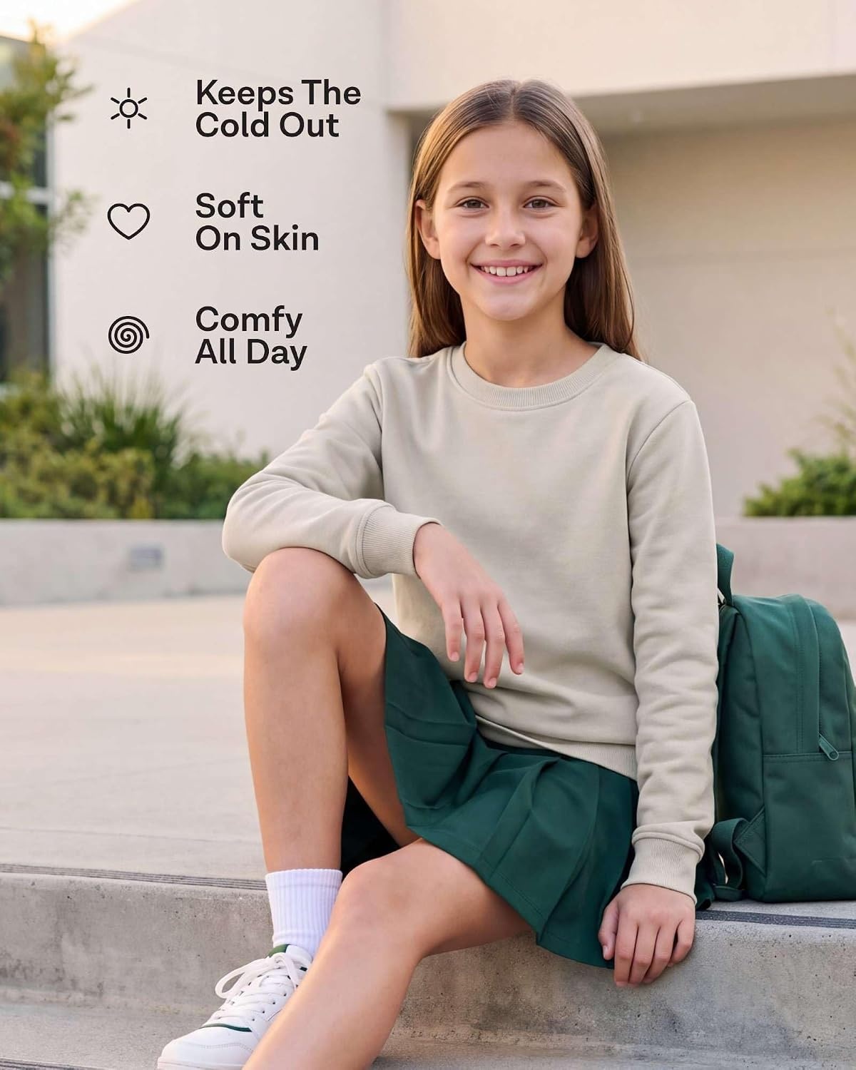 image:image3 Pack Girls Fleece Crewneck Sweatshirts Sweaters Kids Teens Pullover TopsSolid Black Solid Fragrant Lilac Grey Heather