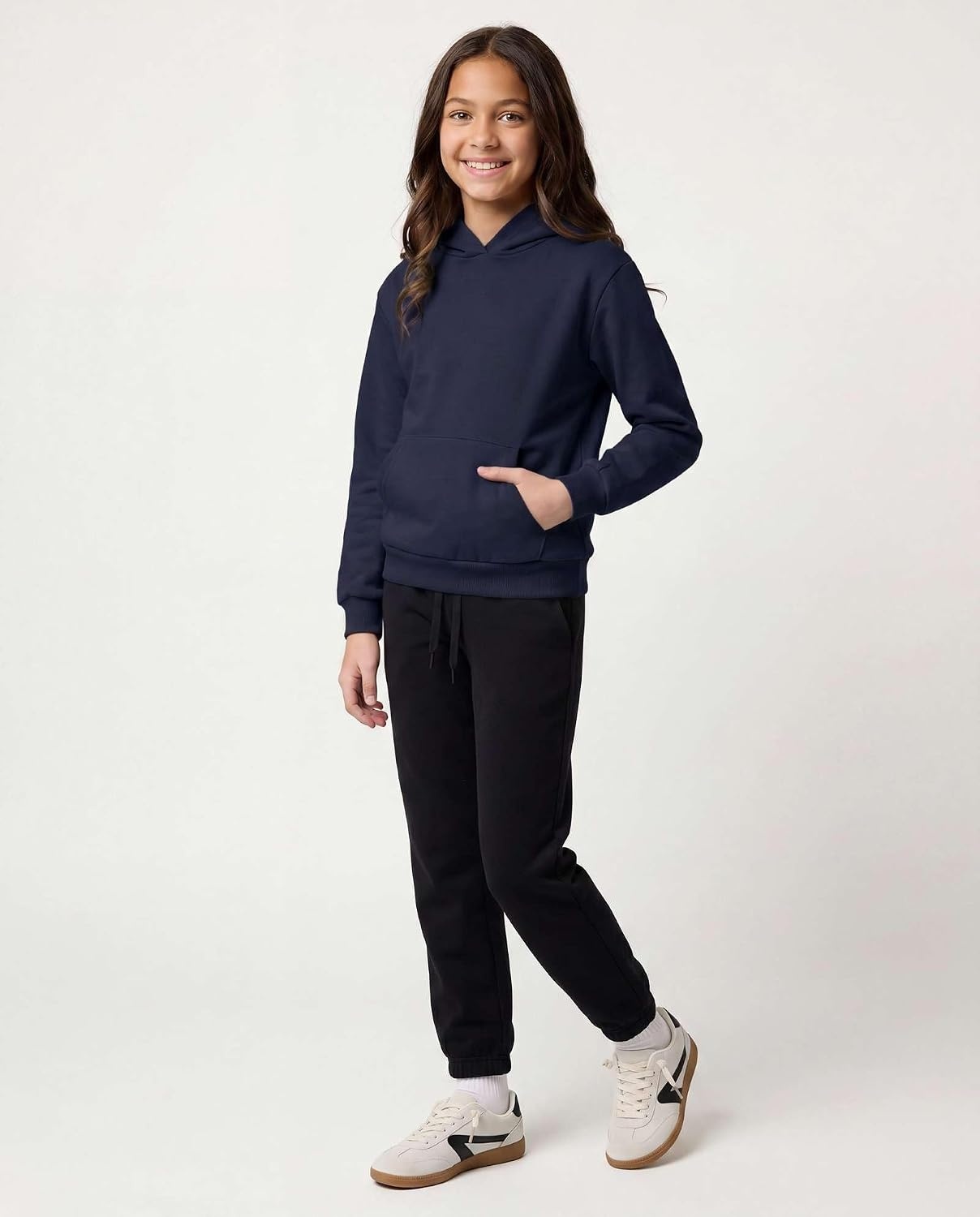 image:image3 Pack Girls Fleece Pullover Hoodies Sweatshirts Sweaters Kids Teens TopsSolid Black Solid Navy Blazer Solid Quiet Shade