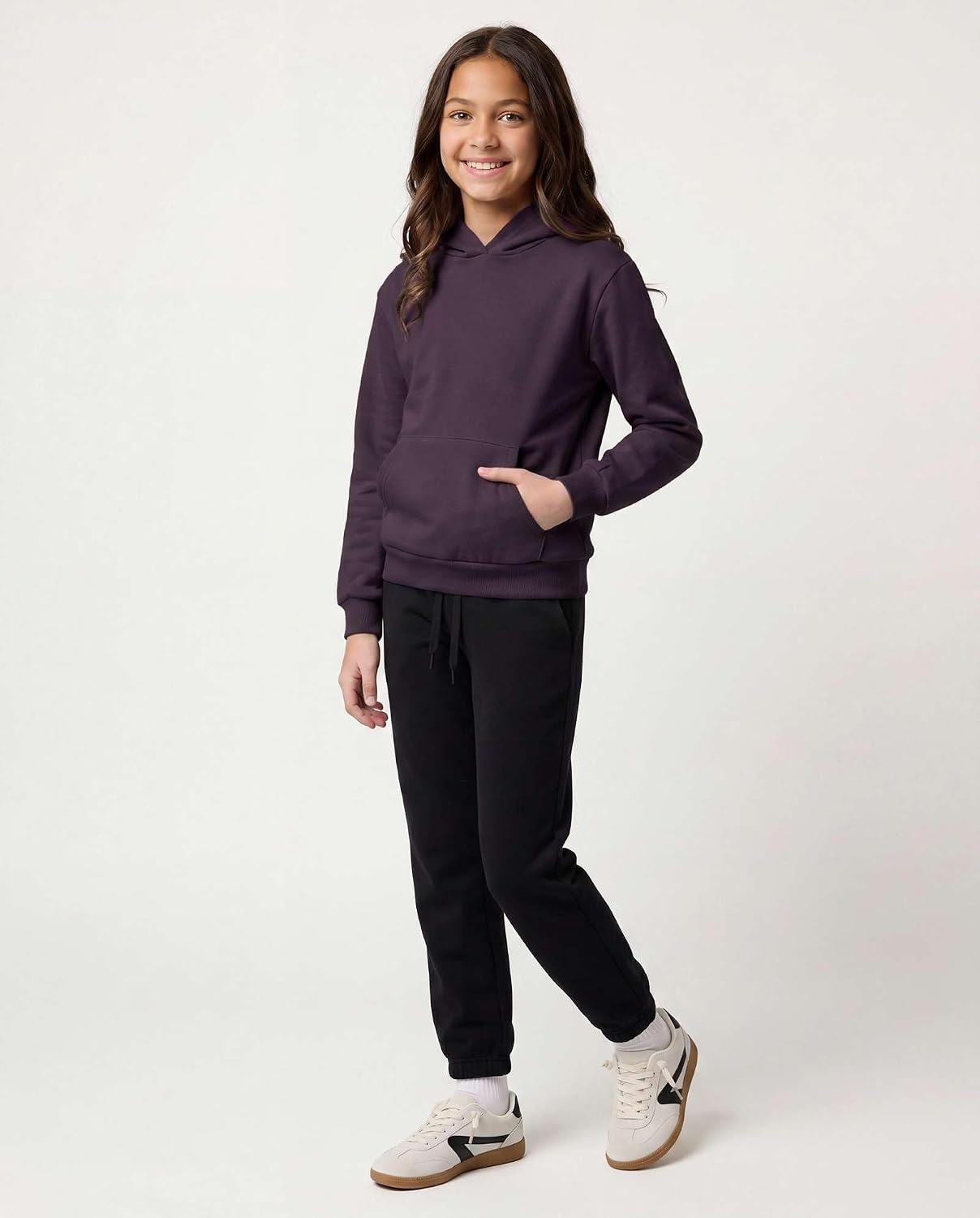 image:image3 Pack Girls Fleece Pullover Hoodies Sweatshirts Sweaters Kids Teens TopsSolid Black Solid Plum Perfect Solid Lantana