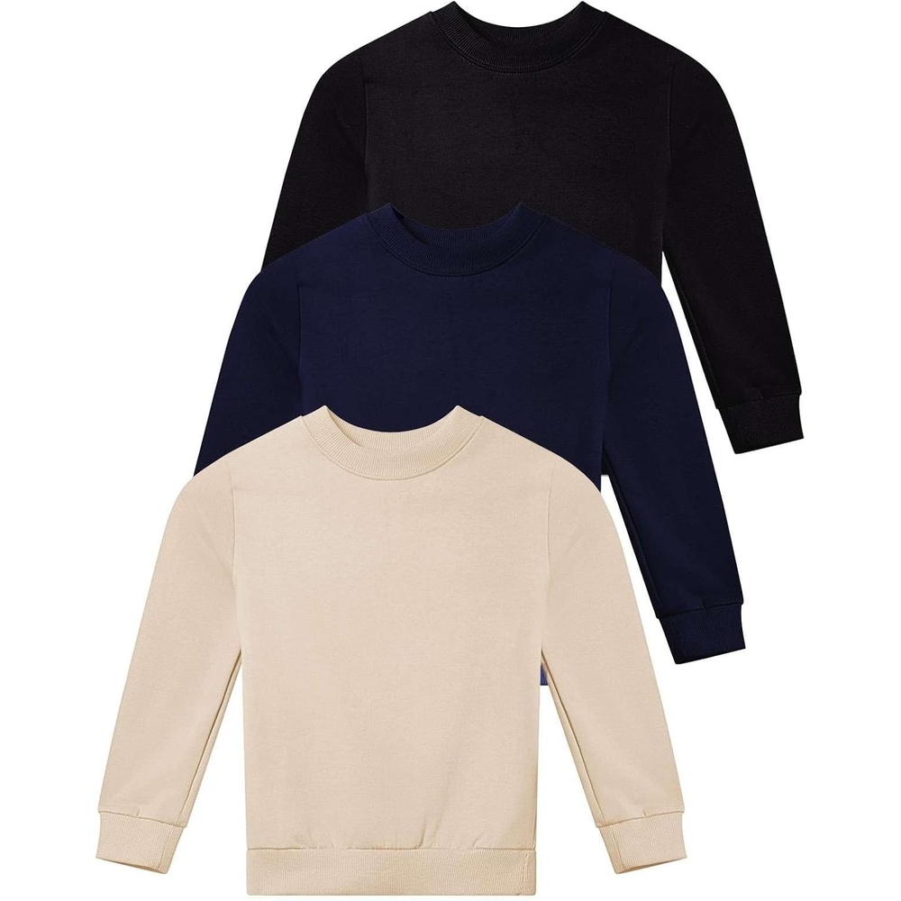 image:image3 Pack Girls Fleece Crewneck Sweatshirts Sweaters Kids Teens Pullover TopsSet 5