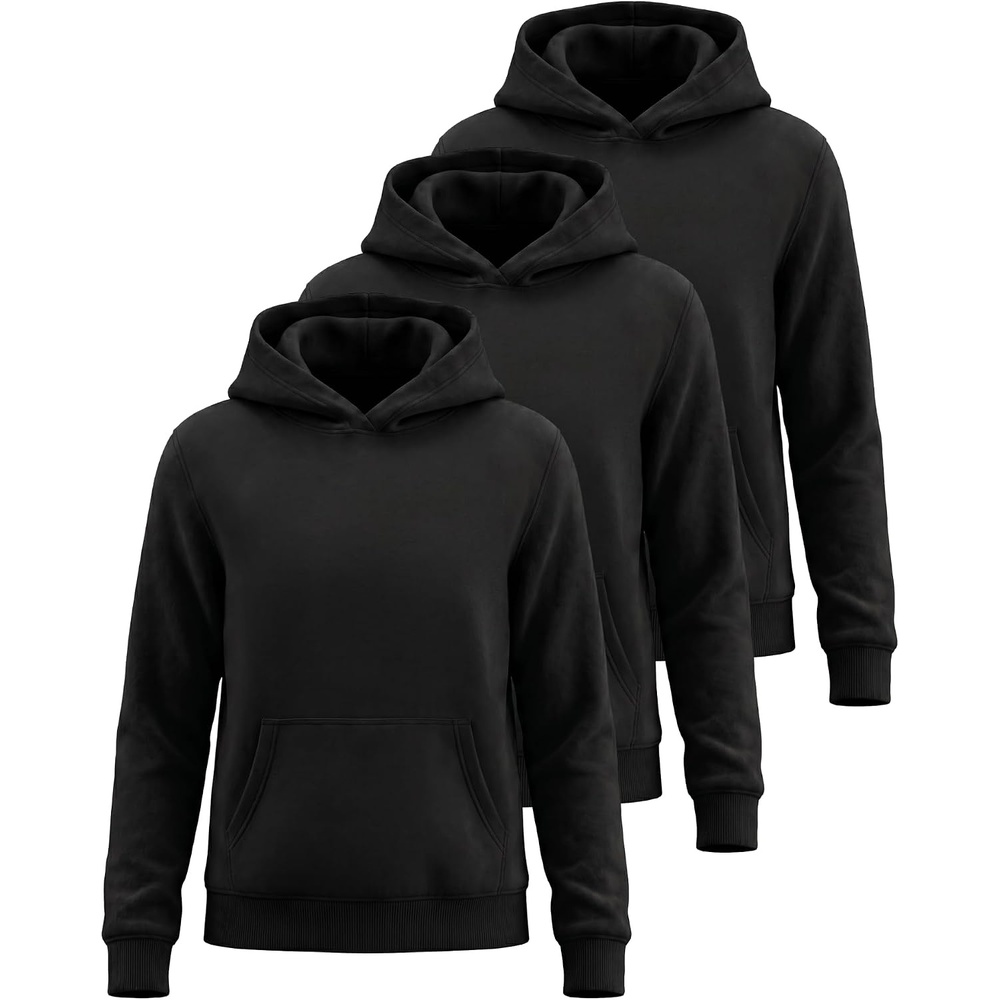image:image3 Pack Girls Fleece Pullover Hoodies Sweatshirts Sweaters Kids Teens TopsSolid Black Solid Black Solid Black
