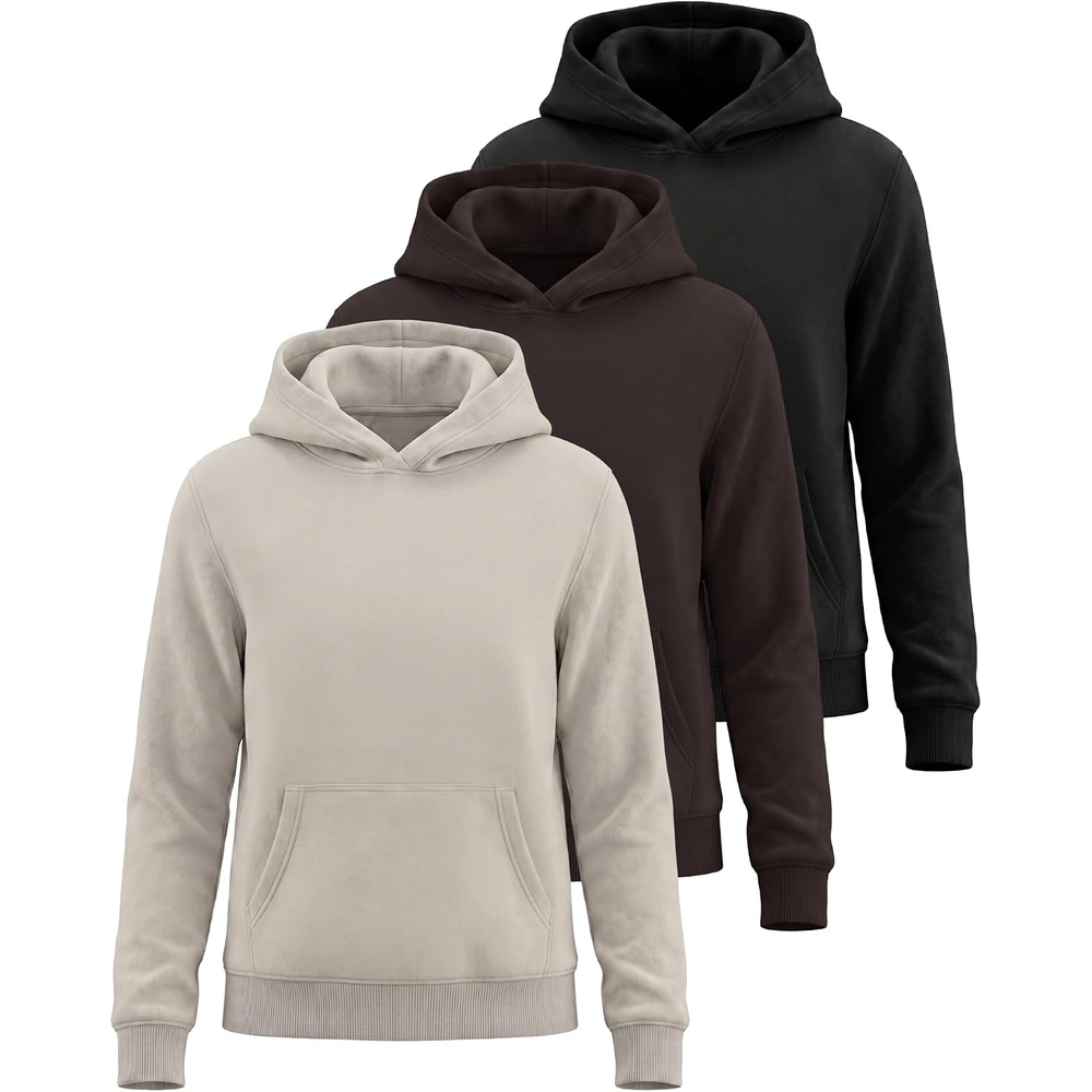 image:image3 Pack Girls Fleece Pullover Hoodies Sweatshirts Sweaters Kids Teens TopsSolid Black Solid Choc Torte Solid Moonbeam