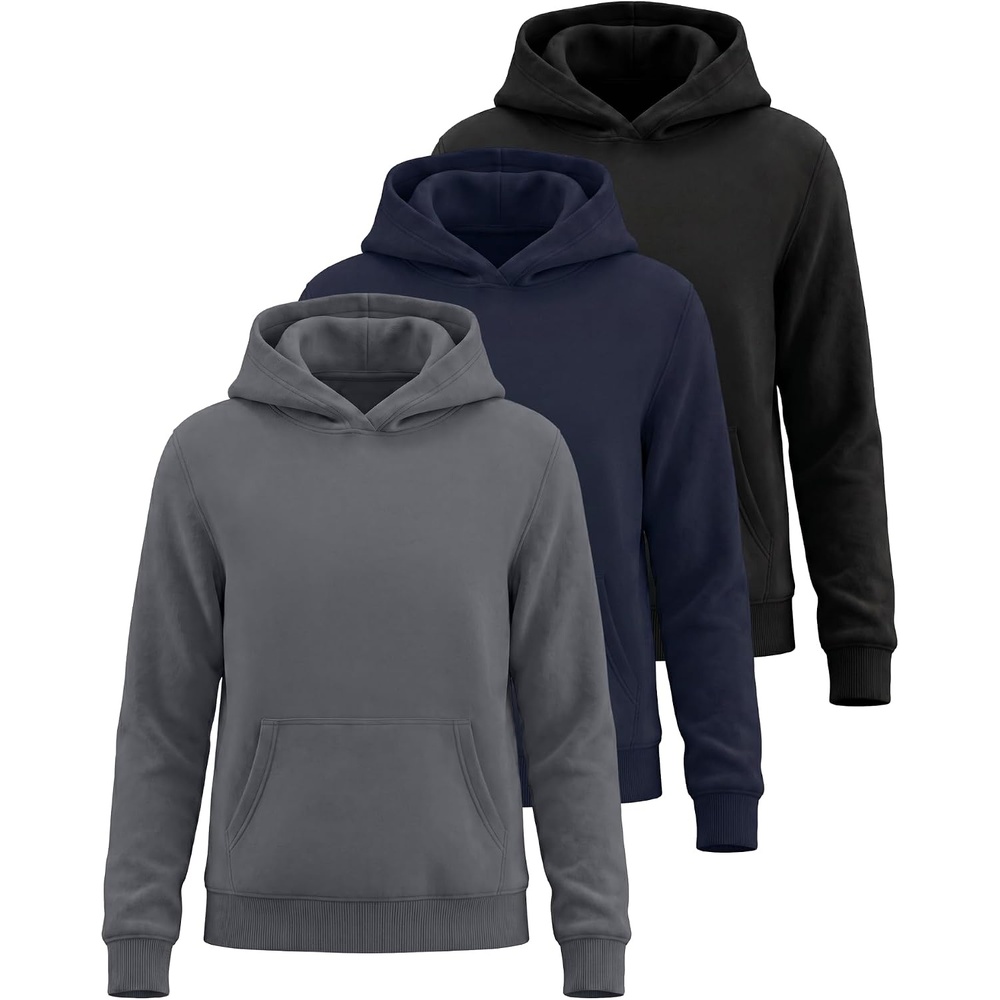 image:image3 Pack Girls Fleece Pullover Hoodies Sweatshirts Sweaters Kids Teens TopsSolid Black Solid Navy Blazer Solid Quiet Shade