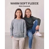 3 Pack Girls’ Fleece Crewneck Sweatshirts Sweaters Kids Teens Pullover Tops(Solid Black  Charcoal Heather  Grey Heather)