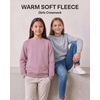 3 Pack Girls’ Fleece Crewneck Sweatshirts Sweaters Kids Teens Pullover Tops(Solid Black  Solid Fragrant Lilac  Grey Heather)
