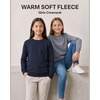3 Pack Girls’ Fleece Crewneck Sweatshirts Sweaters Kids Teens Pullover Tops(Solid Black  Solid Navy Blazer  Solid Quiet Shade)