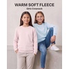 3 Pack Girls’ Fleece Crewneck Sweatshirts Sweaters Kids Teens Pullover Tops(Solid Black  Solid Pale Lilac  Solid Ballad Blue)