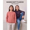 3 Pack Girls’ Fleece Crewneck Sweatshirts Sweaters Kids Teens Pullover Tops(Solid Black  Solid Plum Perfect  Solid Lantana)