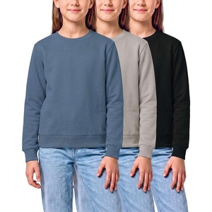 3 Pack Girls’ Fleece Crewneck Sweatshirts Sweaters Kids Teens Pullover Tops(Solid Black  Solid Dove  Solid Copen Blue)
