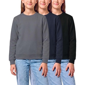 3 Pack Girls’ Fleece Crewneck Sweatshirts Sweaters Kids Teens Pullover Tops(Solid Black  Solid Navy Blazer  Solid Quiet Shade)